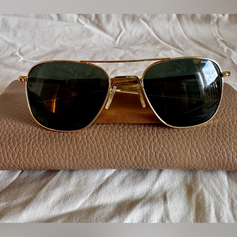 Vintage RANDOLPH AVIATOR 23K GOLD PLATED  GRAY MINERAL LENSES SUNGLASSES